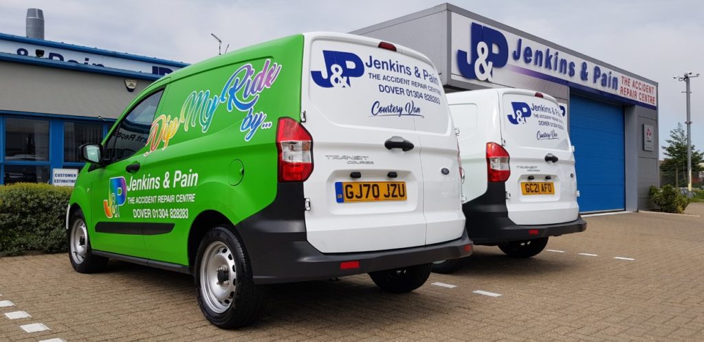 Our two Ford Transit Courier courtesy vans

